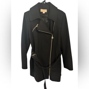 Michael Kors Asymmetrical Zip Belted Coat – Women’s Large